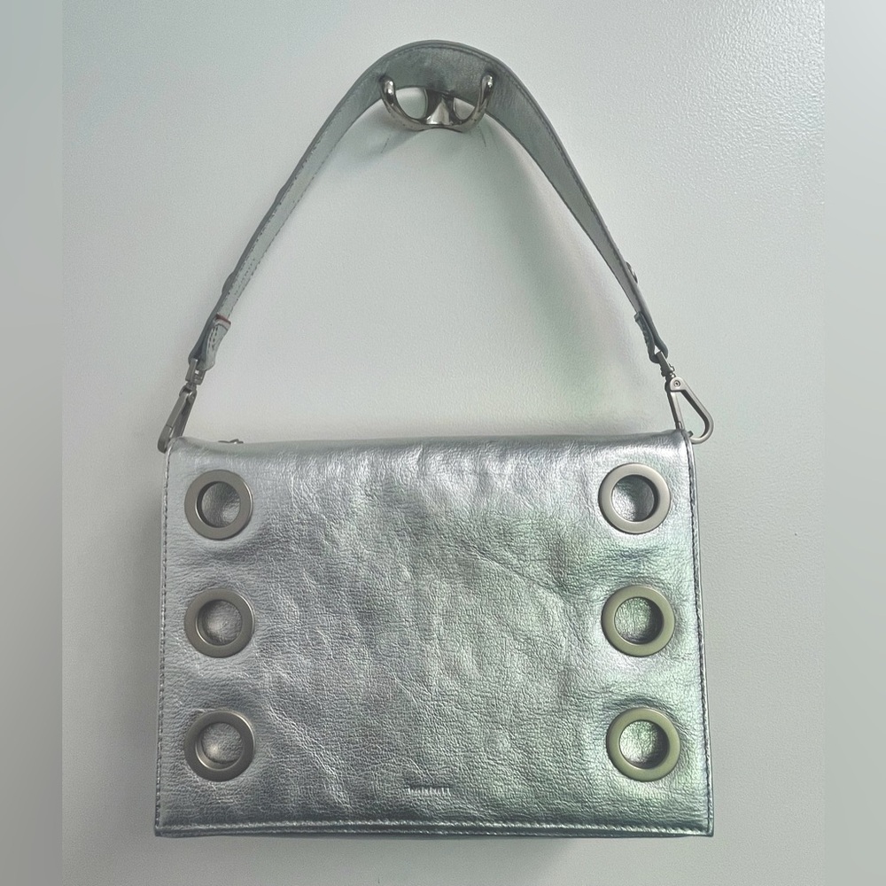 Hammitt large Montana clutch silver EUC
